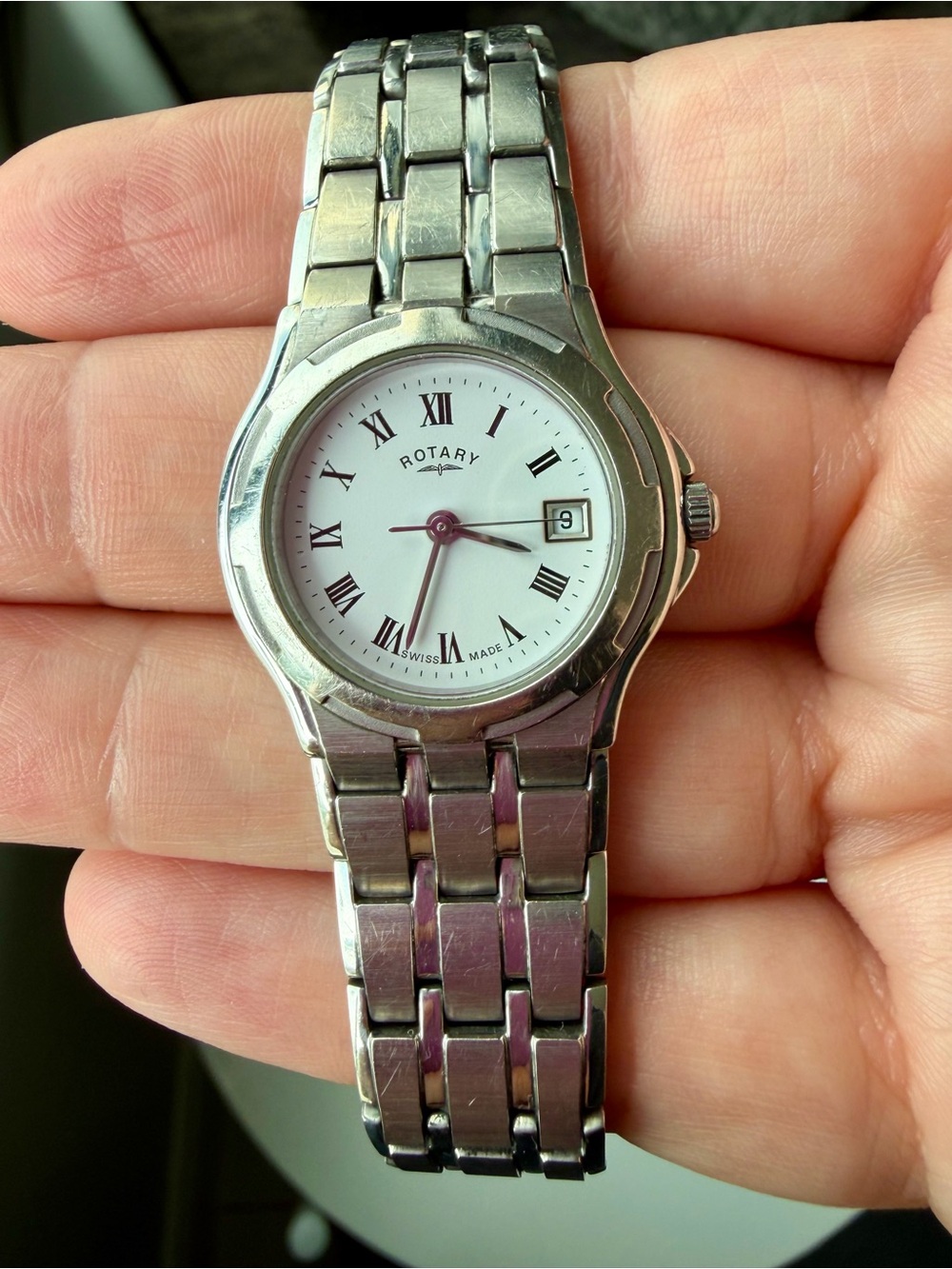 Ladies Vintage Rotary Montreux Watch Rare Silver Tone/ Works/ New Battery
